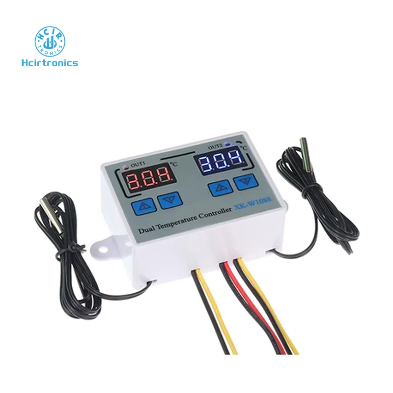 XK-W1088 Dual Temperature Controller Microcomputer Digital Thermostat Regulator Adjustable Temperature Switch Control 10A W1088