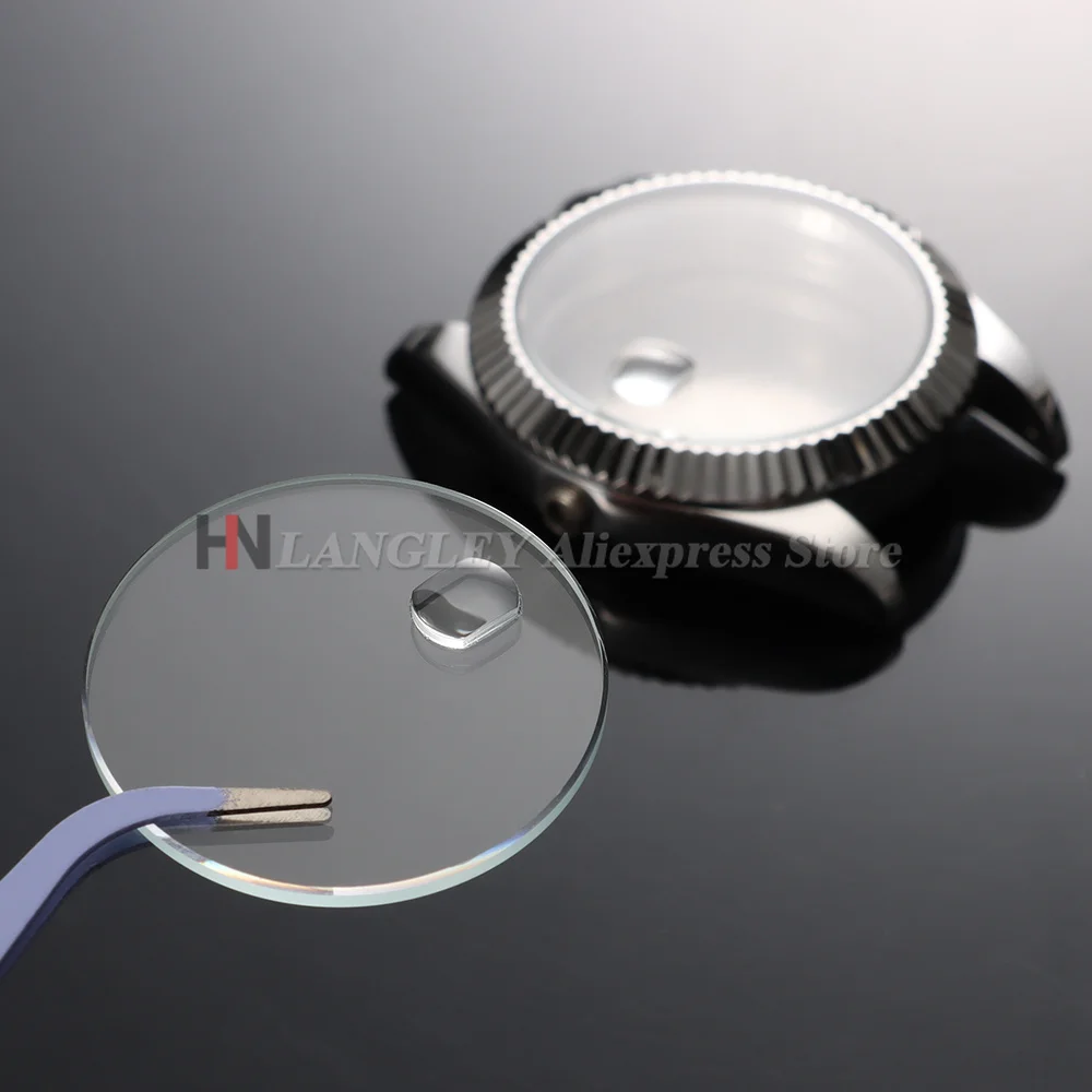 2.0mm Thickness Date Window Watch Glass Round Flat Mineral Timepiece Transparent Crystal Magnifier 29.5mm-33.5mm Diameter 1/2pcs