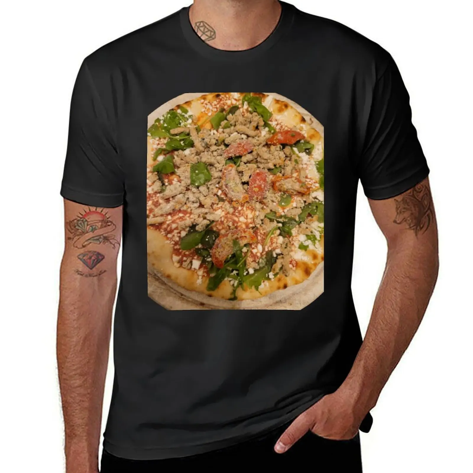 Vegan pizza, fast food, meal T-Shirt tees aesthetic clothes fitted t shirts for men