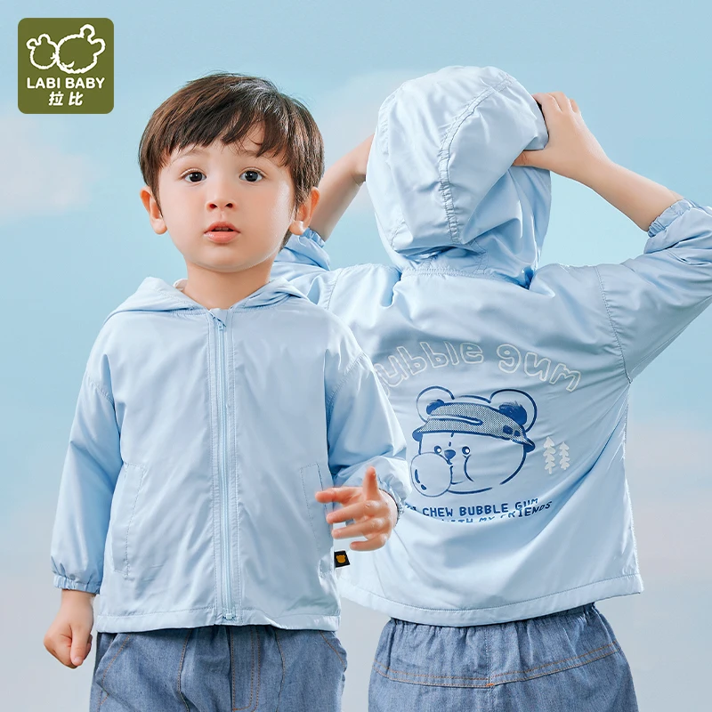 

LABI BABY Autumn Jackets for Kids White Blue 3 Colors Hoodies Coats Boys Girls Windproof Outwear Spring Casual Top Outdoor