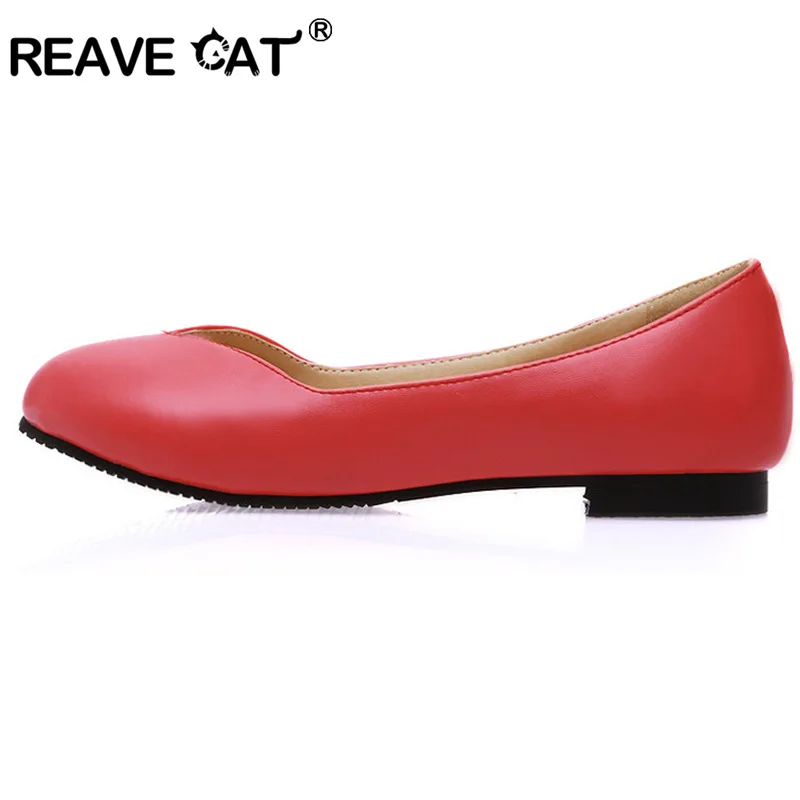 REAVE CAT Big size 31-47 Spring summer Autumn Ladies shoes Women\'s flats Black Red White Pink Fashion Sweets Party QL5270