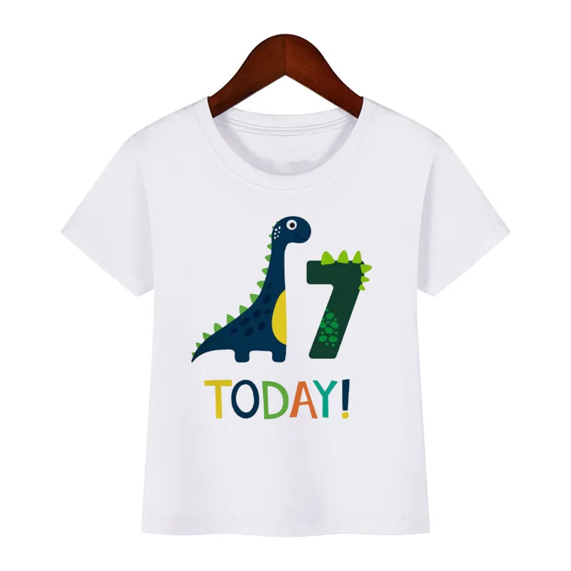 Boys Dinosaur Birthday Number Cartoon T Shirt Children Happy Birthday Dino Present T-shirt Boy Girl Animal Funny Gift Kid Tshirt