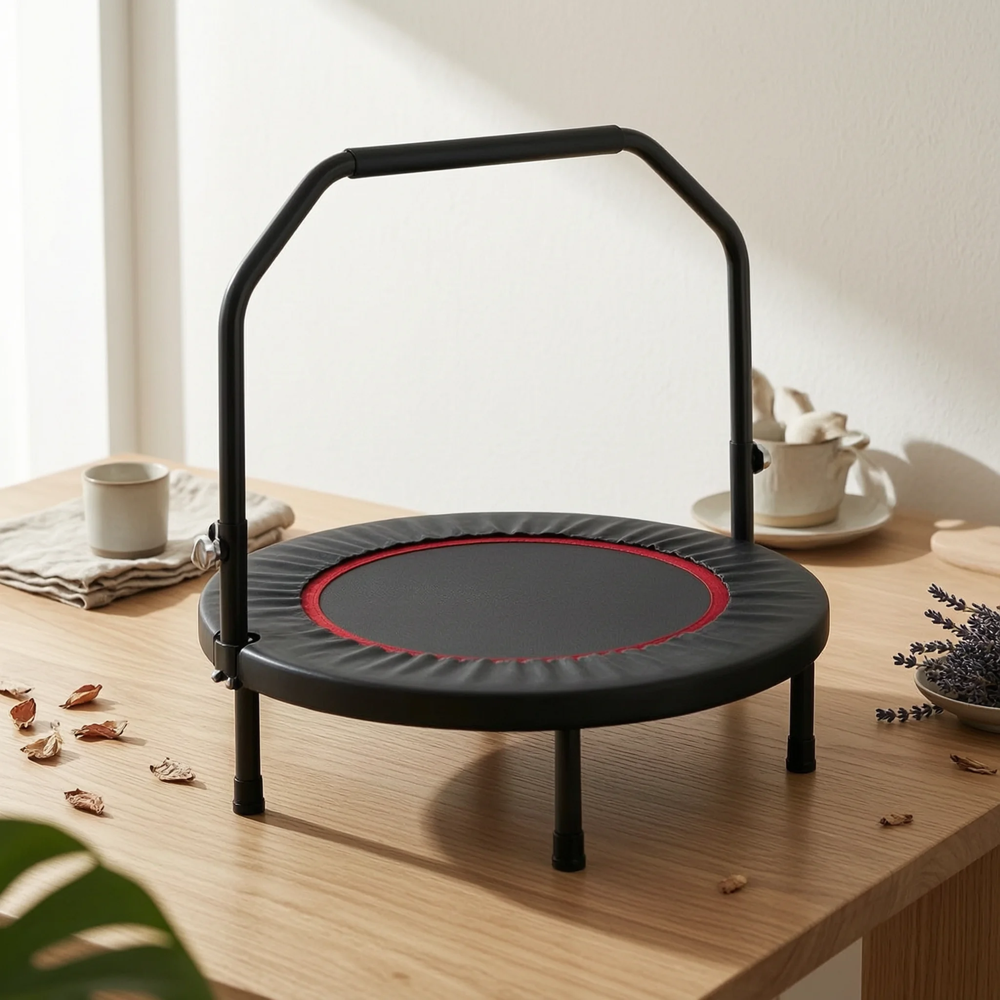 Trampolín Compacto Plegable para Ejercicio, Redondo, de Bajo Impacto, Equipo de Ejercicio en Casa para Niños, Entrenamiento en Interiores