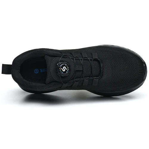 Imagen 2 del producto Zapatos de seguridad para hombre, calzado de trabajo con puntera de plástico, ligero y transpirable, antiimpacto, diseño de botones a la moda para hombre