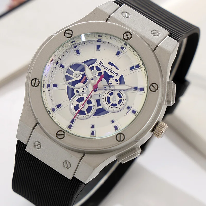 Men Stainless Steel Silicone Strap Watch Fashion Business Casual Watches Cheap Gift