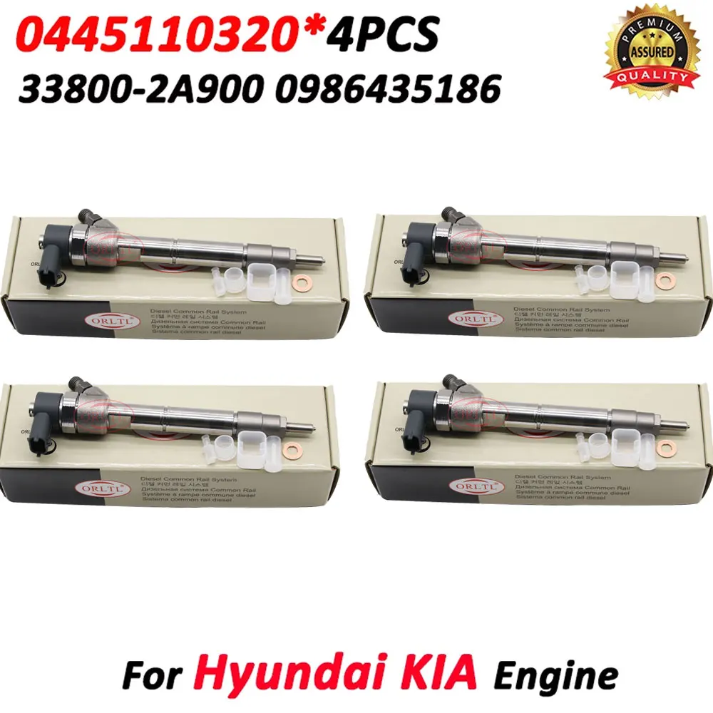 4pcs 0445110320 Diesel Fuel Injector Nozzle 0 986 435 186 For Hyundai KIA 33800-2A900