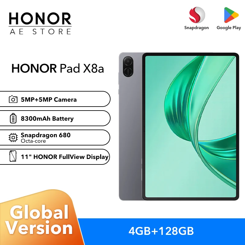 Global Version HONOR Pad X8a 11-inch High Refresh Rate Eye Comfort  FullView Display  8300mAh  Ultra-large Battery