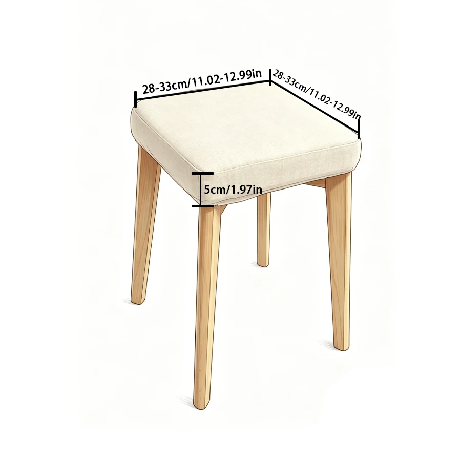 Stripe Square Stool Chair Cover Jacquard Elastic Anti-dirt Seat Slipcover Solid Color Washable Chair Case for Living Room Home