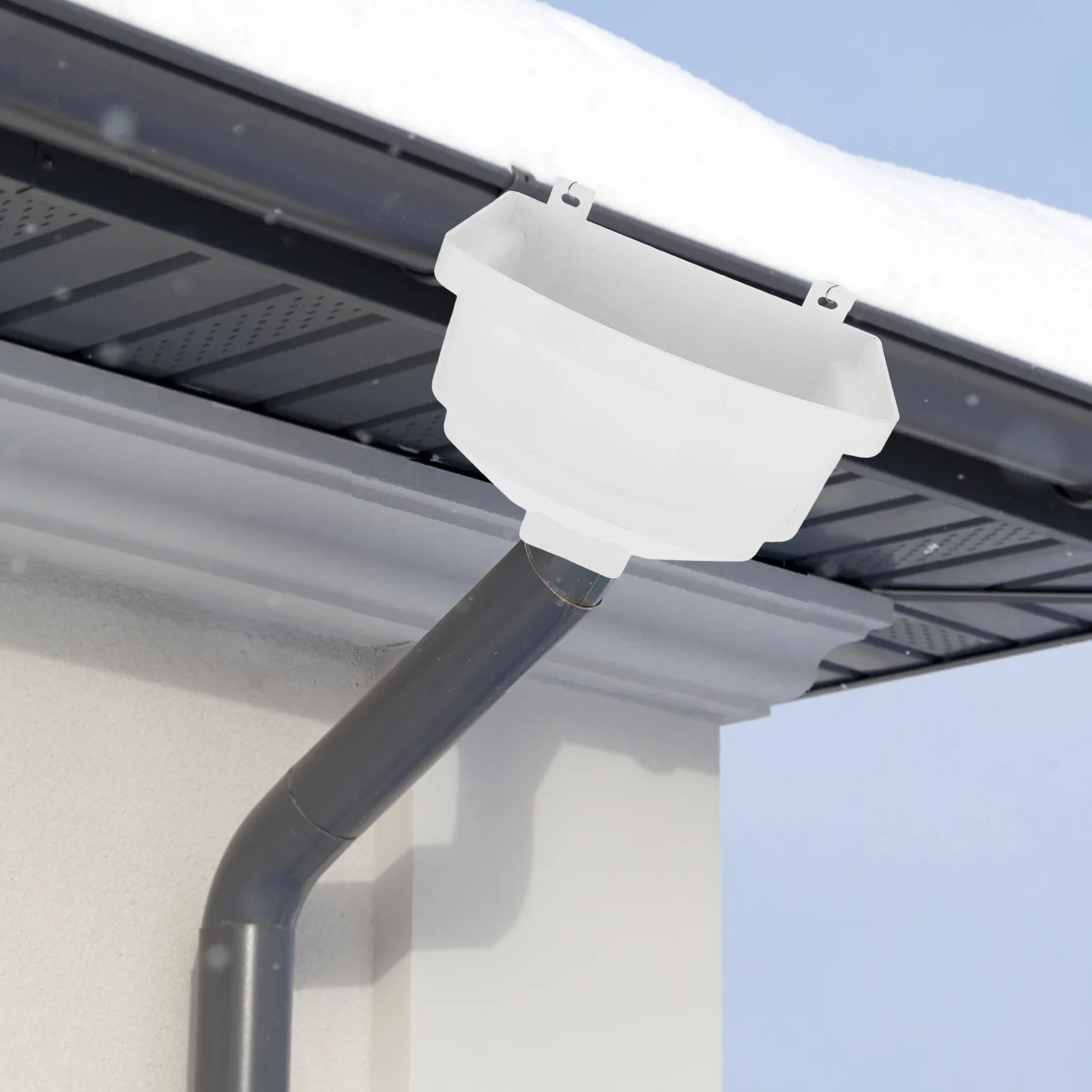 

Curved Rainwater Pvc Gutter Adapter For Downspout Diverter Outdoor Rainwater Gutter Outdoor Drainage System Pipe Connector