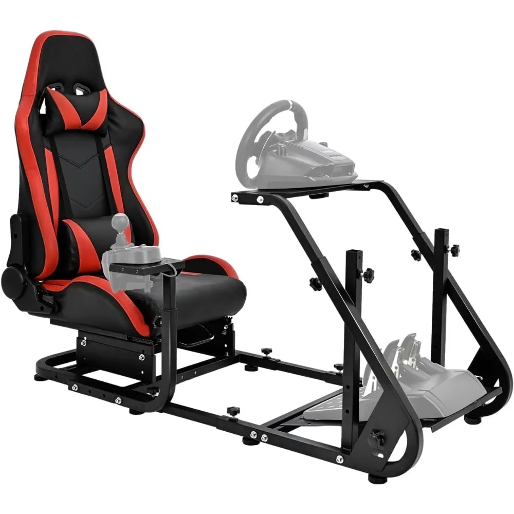

Racing Simulator Cockpit with Red Seat Fits,Compatible, Steering Wheel Stand,Not Included Wheel & Pedals
