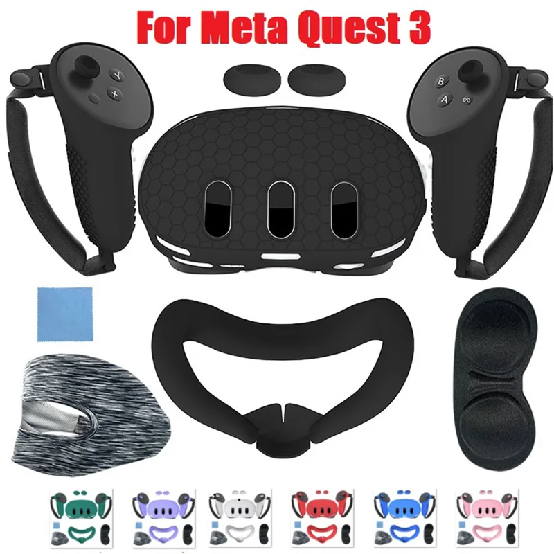 Top Deals Silicone Protective Case For Meta Quest 3 VR Eye Pad Handle Grip Button Cap VR Accessories F