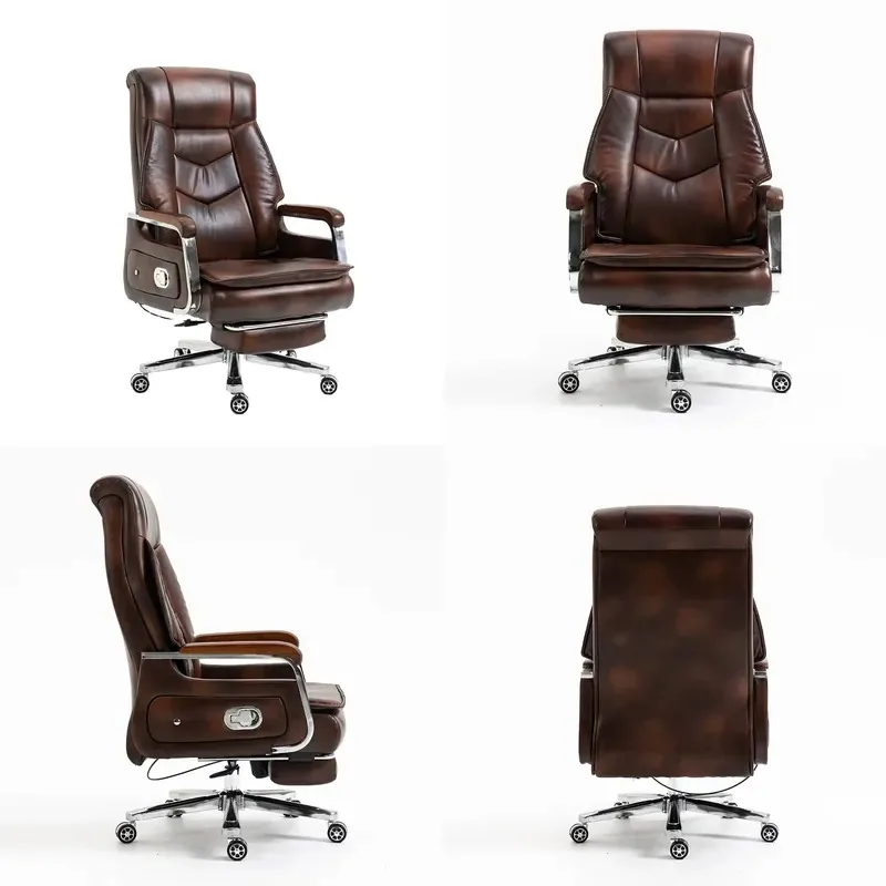 Durable Rotary Lifting Ergonomic Office Chair Luxury Leather Executive Boss Chair Wholesale