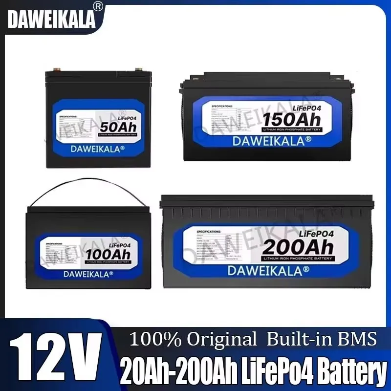 

12V 20Ah-200Ah LiFePO4 Battery Pack with BMS - Deep Cycle Solar Battery for Boats/RV/Off-Grid - High Capacity 5000+ Cycles, Main