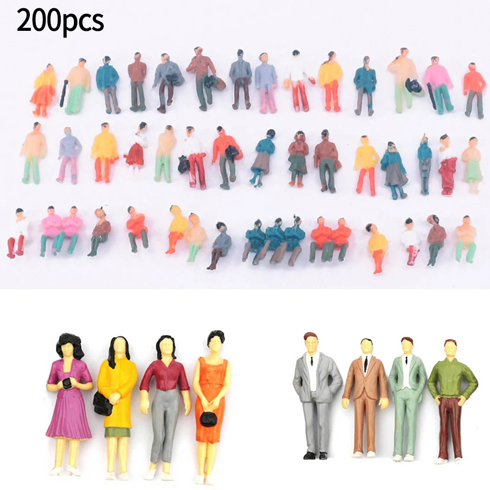 200pcs Seated Painted Model People Figures Standing Passenger Sitting Figure 1:100 1:150 Scale Model Building Garden Decoration