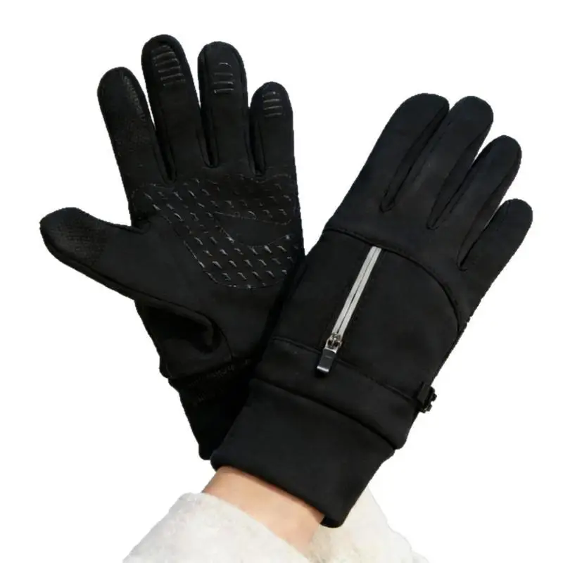 Winter-Touchscreen-Handschuhe für Radfahren, Motorradfahren, Skifahren, Outdoor-Aktivitäten, mit Reißverschlusstasche, wasserabweisend, rutschfest, Unisex, Fahrhandschuhe – Detail 5