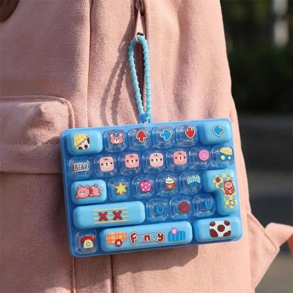 Funny Multicolored 26-Key Keychain Cartoon Mini Keyboard Mechanical Keyboard Keychain 26 Key Grid Keycap Clicker Hand Relax