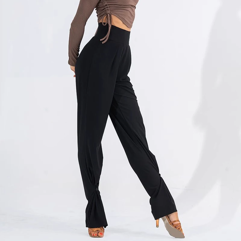 Pantalon de danse latine taille haute, serré à la cheville, Design, pantalon de valse pour femmes, vêtements de danse de salle de bal, tenues de Costume
