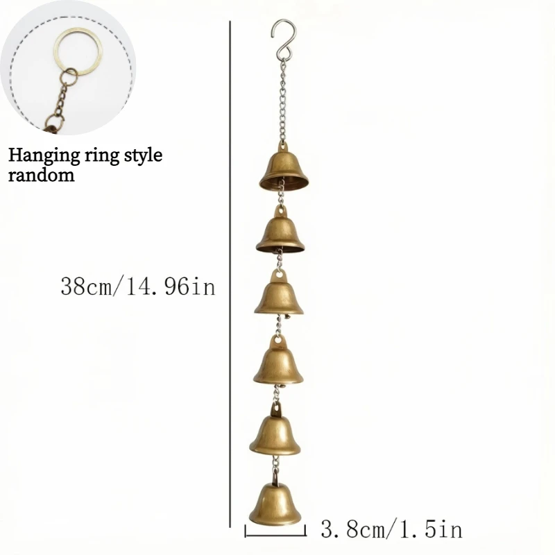 Six Bronze Iron Wind Chimes,Hand-assembled for Courtyards,Gardens,Rooms,Walls.Home Decor for Thanksgiving, Christmas, Halloween