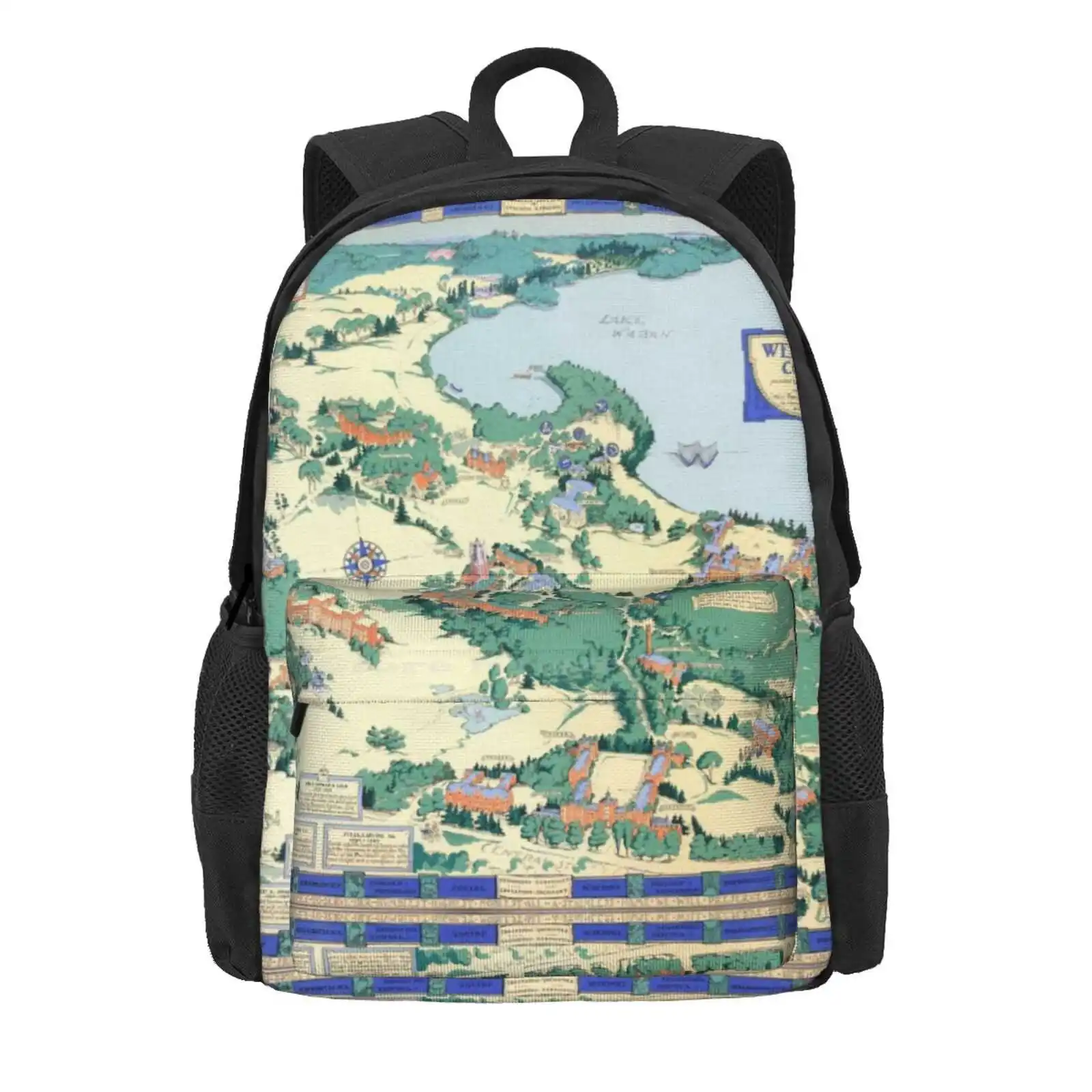 Wellesley College Map Massachusetts Dorm Decor Graduate Hot Sale Schoolbag Backpack Fashion Bags Wellesley College