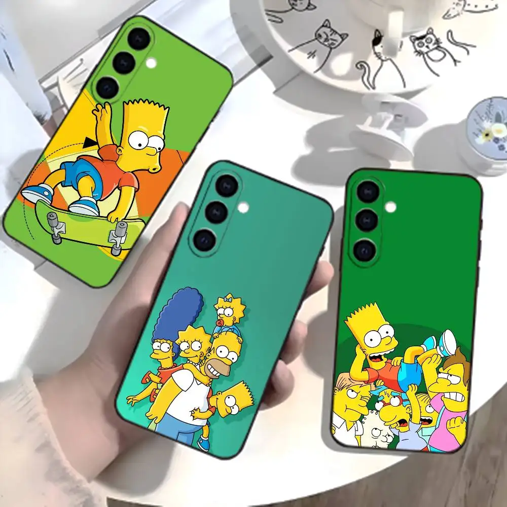 The L-Simpsons Cartoon Phone Case For Samsung Galaxy A73,21,22,32,71,53,52,51,80,5G Soft Black Cover