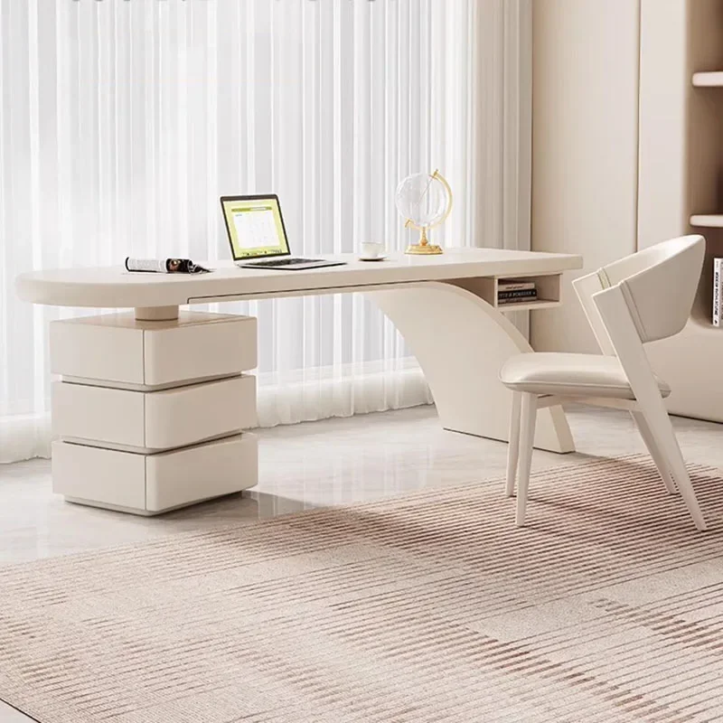 

Home Office White L Shaped Wooden Desk Setup Manicure Executive Wood Student Desk Wall Modern Scrivania Bianca Office Furniture