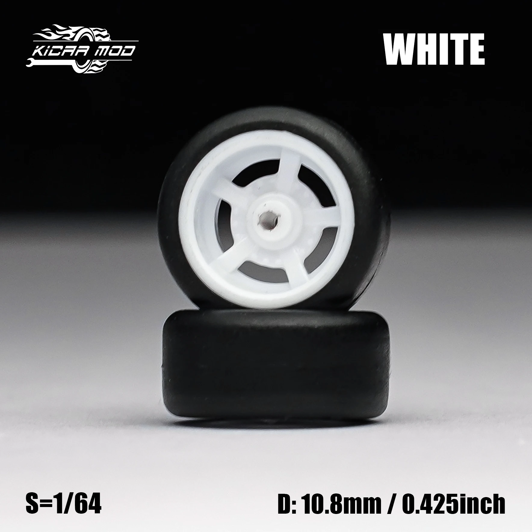 1/64 Modellauto Weiße Räder mit festen Gummireifen, inklusive Nieten für die Nachrüstung von Diecast-Modellen, 4 Stück pro Set