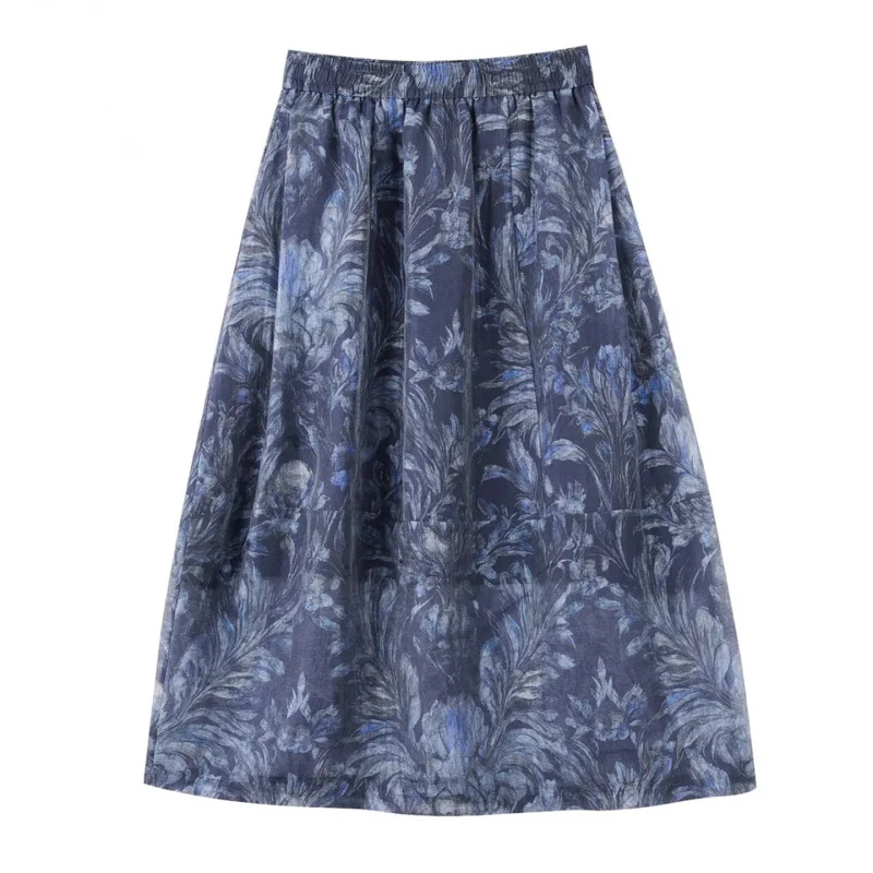 

This Year's Trendy Mesh Printed High-Waisted Elegant Summer Mid-Length Lightweight Versatile Puff Skirt