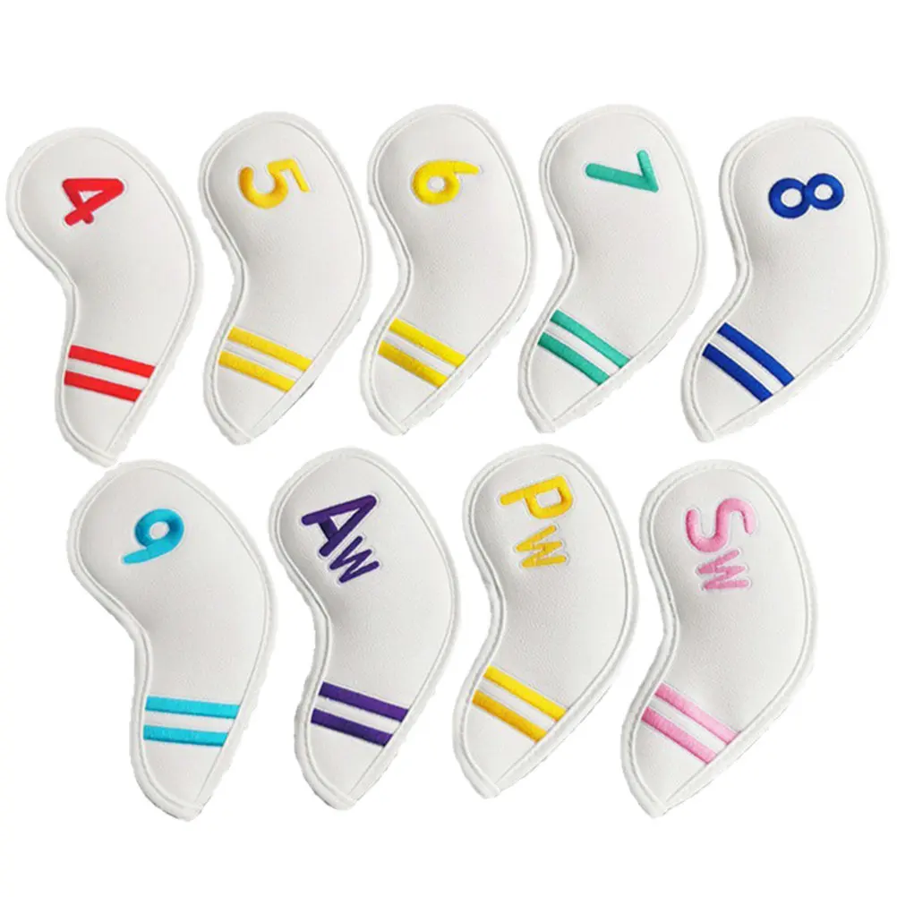 9Pcs Golfs Head Covers Digital PU Club Head Cover Durable Protection for Iron Golf Club Heads Golf Supplies Golfs Supplies