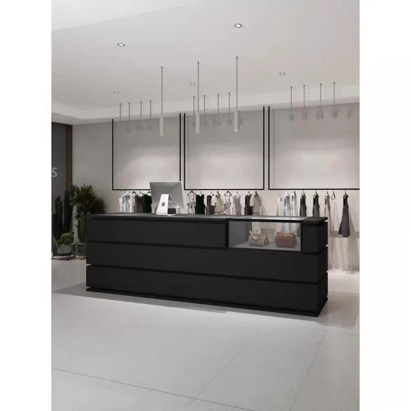 Simple modern women's clothing store, bar table checkout page