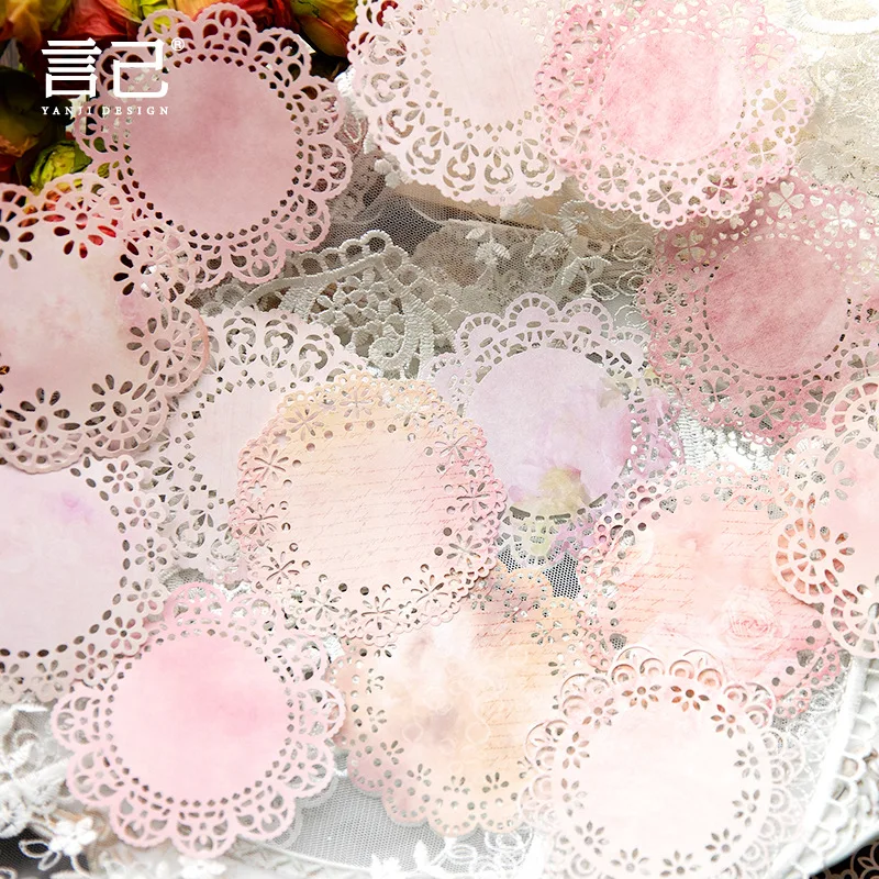 20 pcs Round Lace material paper for Decorative Diary Scrapbooking  Background paper handmade DIY Junk Journal Supplies