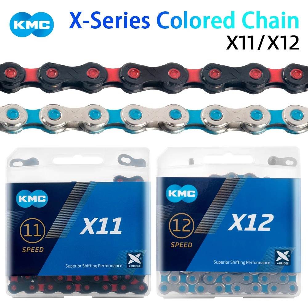KMC MTB-Kette 11S 12-Gang Rennrad-Ketten X11 X12 Mountainbike-Ketten Rot Schwarz 118L 126 Glieder Fahrrad-Ersatzteile