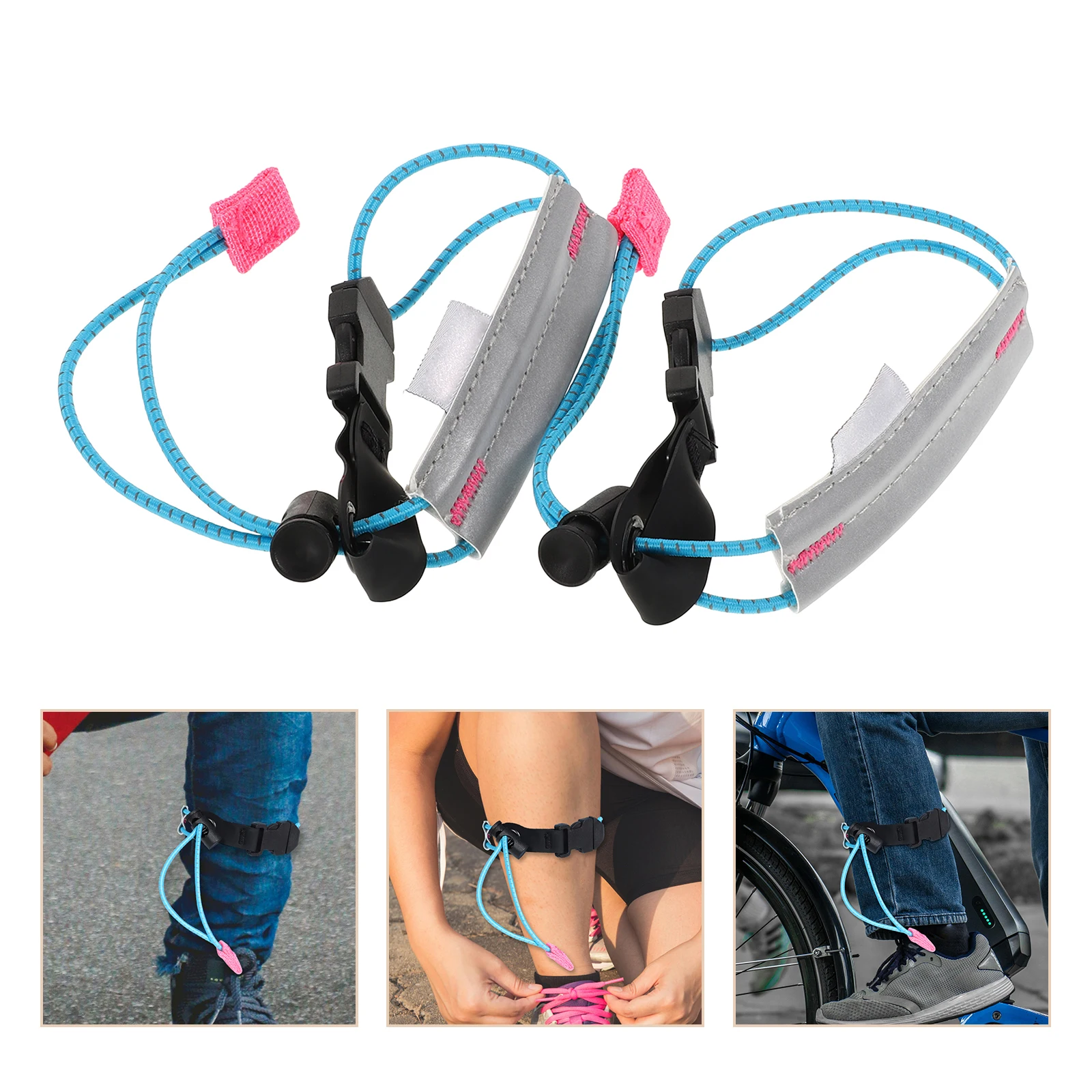 

2 pcs Reflective Armb s Night Run Elastic Buckle Straps Bicycle Pants Cuff Clips Cycling Running Safety Gear Outdoor Hiking