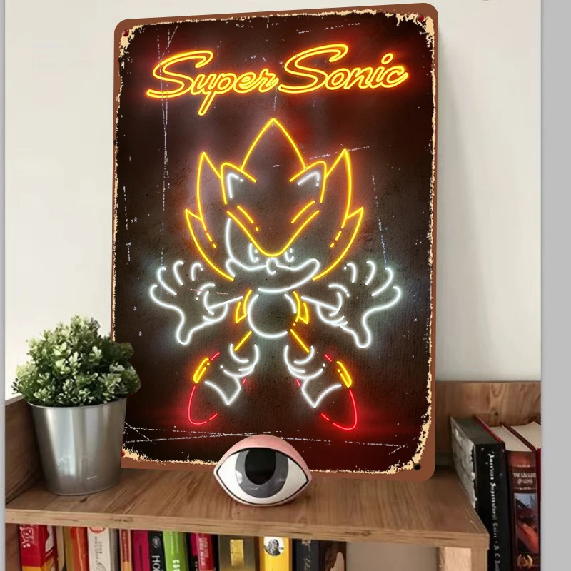Super Sonic LED Neon Metal Wall Art Custom Game Room Decor Sonic The Hedgehog Sign