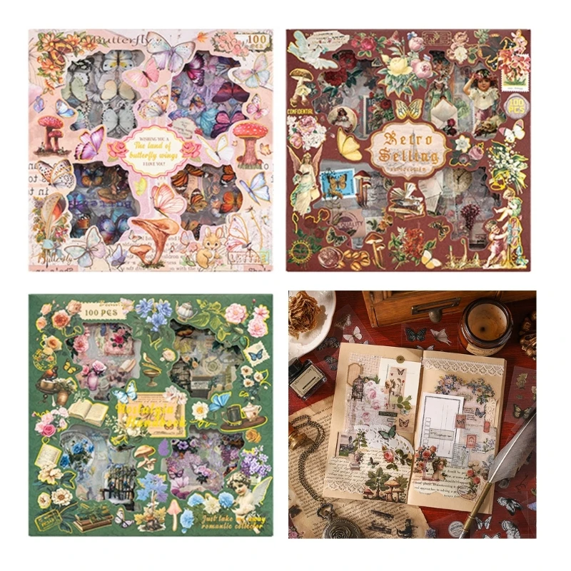 100 Pcs Lovely Stickers Self-Adhesive PVC Stickers Cartoon Sticker for Laptops