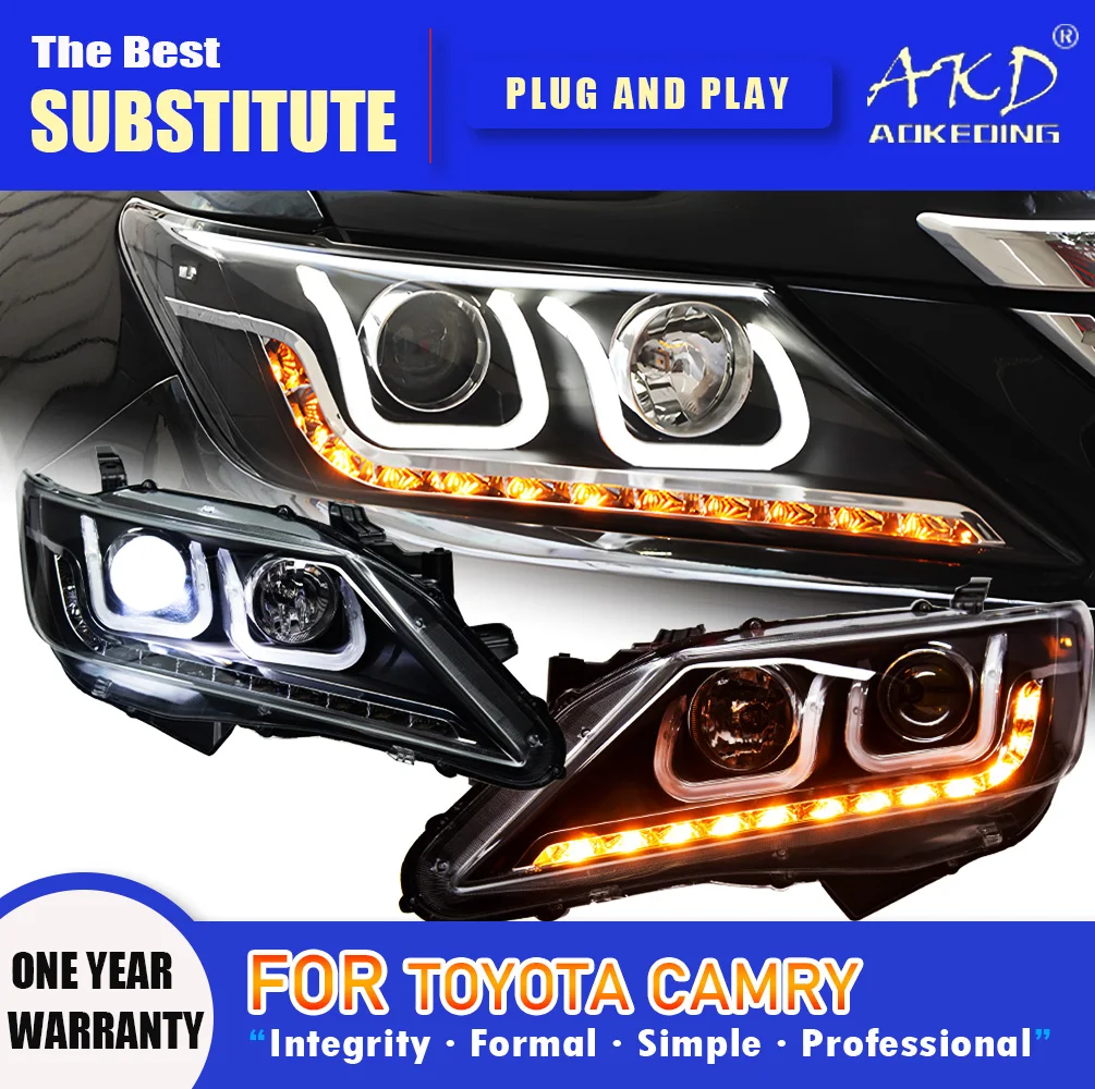 

Фара AKD для Toyota светодиодная фара дальнего света Camry 2012-2014, фары Camry DRL, сигнал поворота, фары дальнего света, объектив проектора Angel Eye
