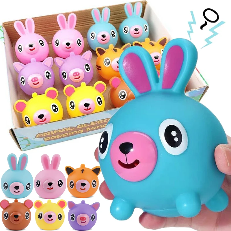 Colorful Tongue Out Animal Toys Kids Children Soft Stress Relieve Ball Games Funny Bear Pig Talking Decompression Squeeze Toy