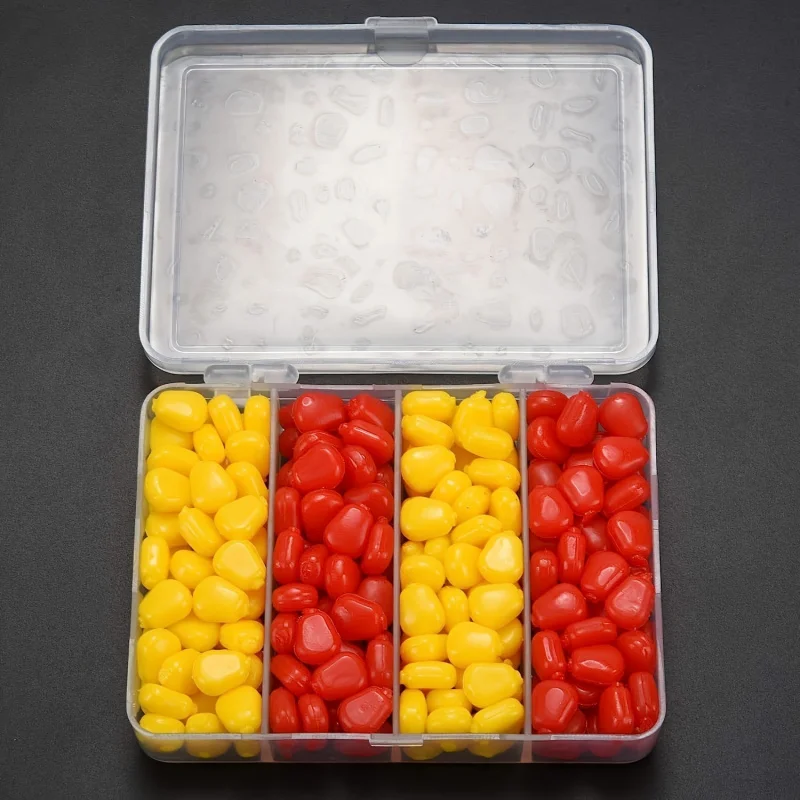 200pcs/Lot Soft Carp Bait Fishing Lure Set, Corn Flavor Floating Artificial Bait with Plastic Box, Fishing Tackle Accessories