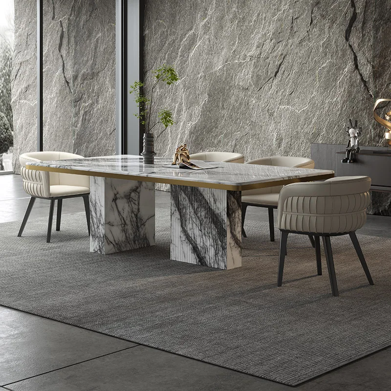 

Роскошный обеденный стол светильник кого мрамора прямоугольный домашний современный высококлассный дизайнерский импортный роскошный камень чистый натуральный ароматный снег