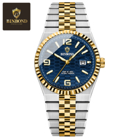 BINBOND Top Brand Luxury Men Quartz Watches Original Watch for Man Waterproof Luminous Date Week Stainless Steel Wristwatch Male