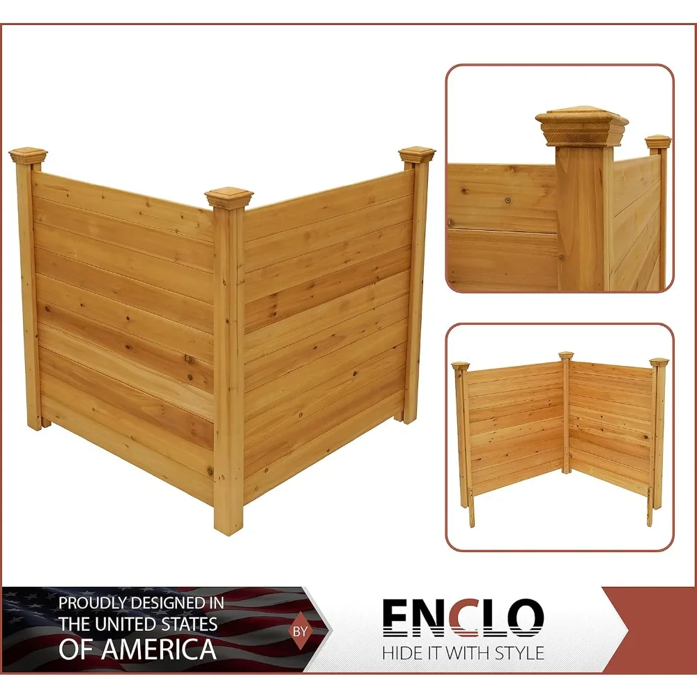 4ft H x 4ft W (2 Panels) No Dig Enclo Premium Wood Privacy Screen, Ideal Outdoor Privacy Wall, Pool Equipment Enclosure