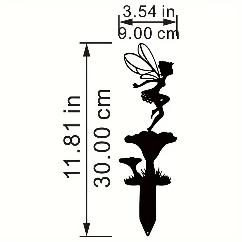1pc Iron Crafts Outdoor Lawn Decor Metal Mushroom Elf Take-off Insert Pixie Silhouette Mushroom Silhouette Home Decoration