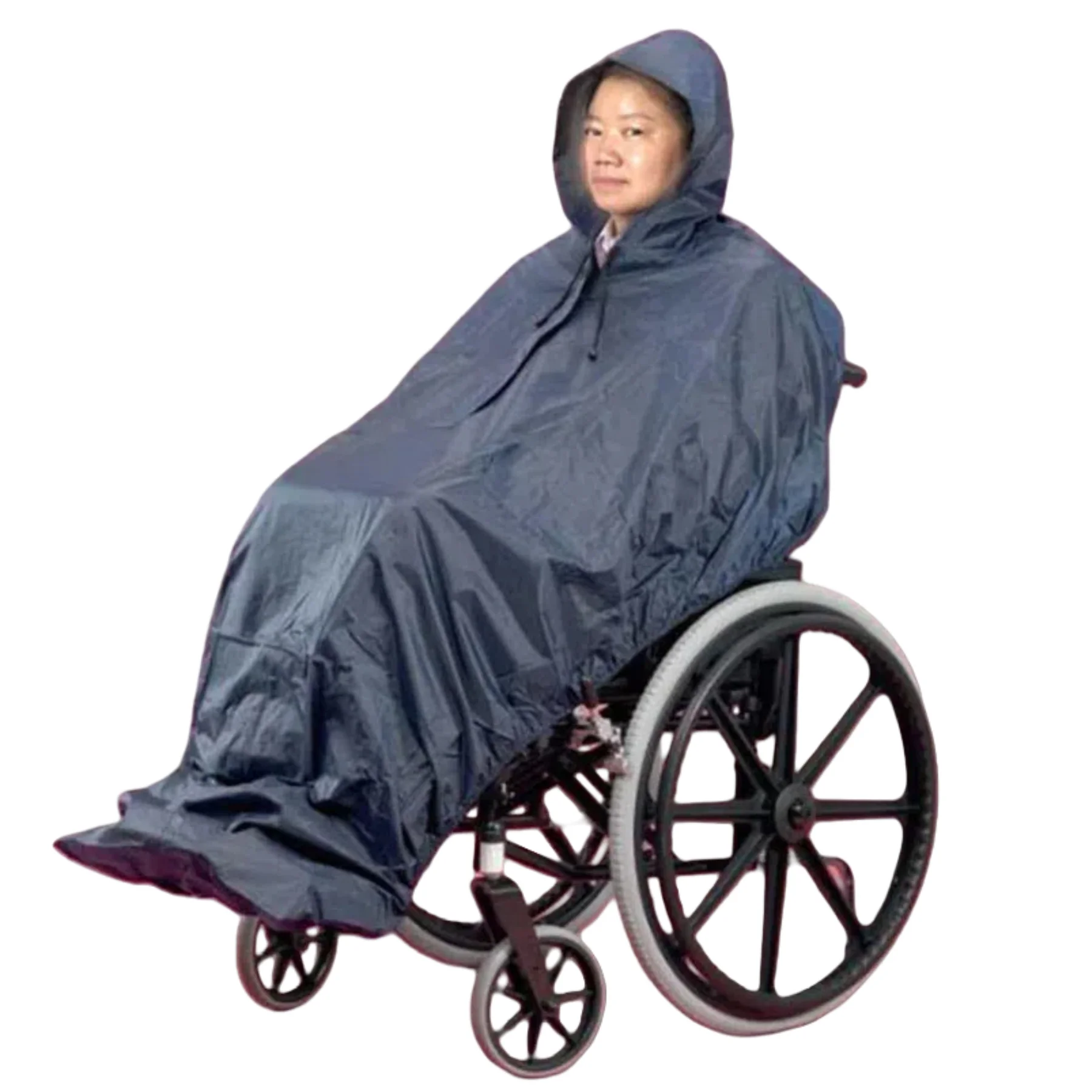 Fonakei Wheelchair Mac Poncho Waterproof Rain Cover Cap Hooded Coat Mobility Elderly Aid