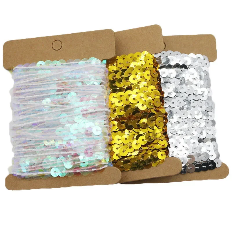 (10 Yards) 6mm Width Plastic Sequins Ribbons Performance Clothing Accessories Curtains Decorative Strips Continuous Lace DIY