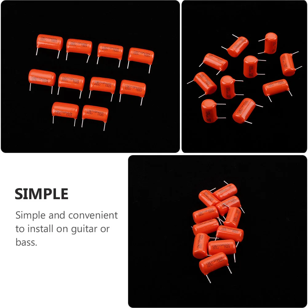 

Orange Trim Pot Capacitors P303 Guitar Bass Accessories Copper Leads High Frequency Response Clean Sound Musical Instrument