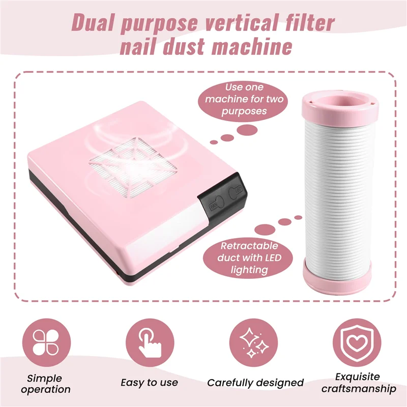 BAAO-60W เครื่องทําความสะอาดเล็บกําลังสูงเครื่องกรองฝุ่นเล็บแนวตั้งคู่