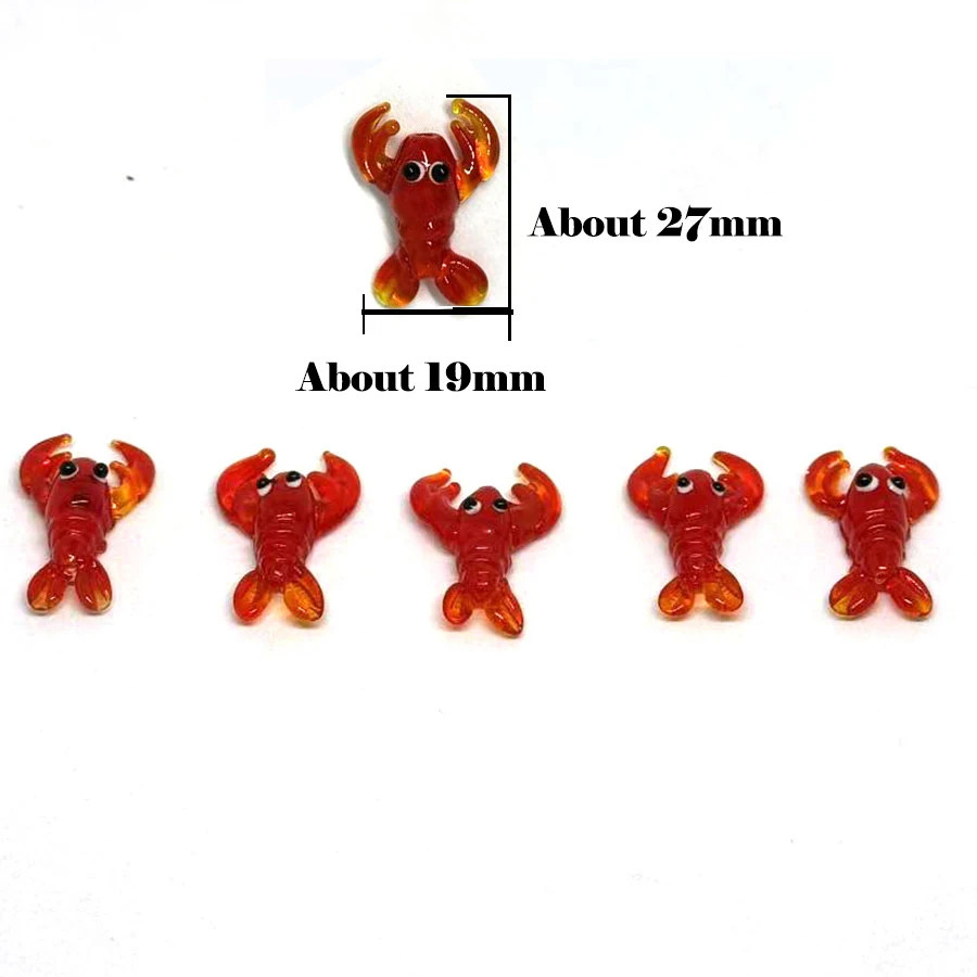 2pcs Small Crab Lobster Glass Beads Hand Perforated Spacer Beads for Jewelry Making DIY Bracelet Pendant Earrings Necklace