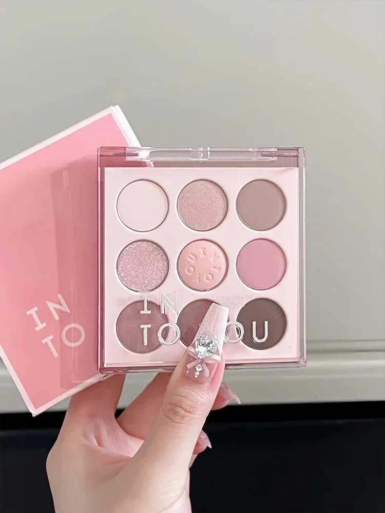 INTO YOU 9-Color Eyeshadow Palette Daily Light Makeup Multi-Color Matte Glitter Shimmer Eye Shadow Makeup Rare Beauty Cosmetics