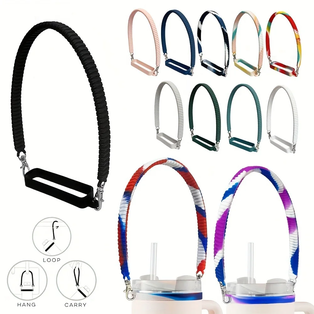 Soft Adjustable Silicone Water Bottle Sling Handle Durable Carrier Strap Holder For Most 8 40oz Cups Bottles Accessories