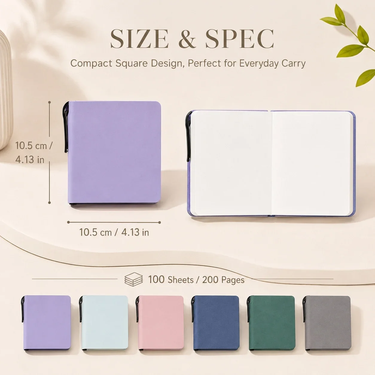 Mini Pocket Blank Notebook, 4.13 × 4.13 Inch Square Journal Portable Memo Notepad for Daily Notes, Journaling and Planning