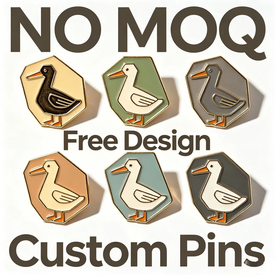 Magnet Badges Customizable Duck Animal Enamel Magnets Pins Personalized Logo Octagon Metal Decor Lapel Badge Gift